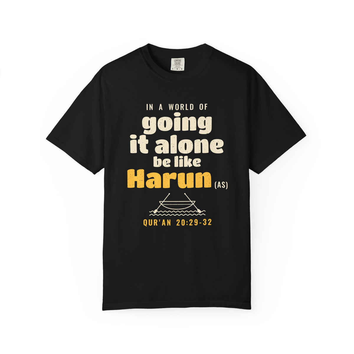 Be Like Harun (AS) Heavyweight Tee, Front Print | Prophet Harun (Aaron) Teamwork Story | AdabStars
