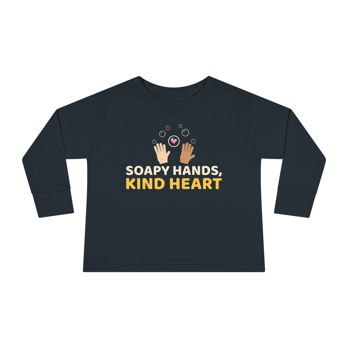 Soapy Hands Kind Heart Islamic Toddler Toddler Long Sleeve Shirt in Black – AdabStars