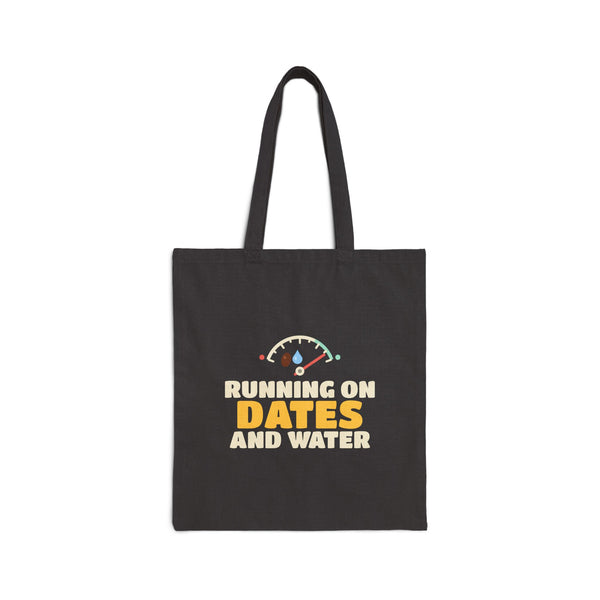 Running On Dates And Water Canvas Tote Bag in Black, double-sided print – AdabStars