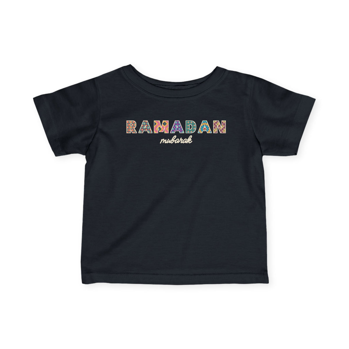 Ramadan Mubarak Patterned Letters Baby T-Shirt in Black – AdabStars