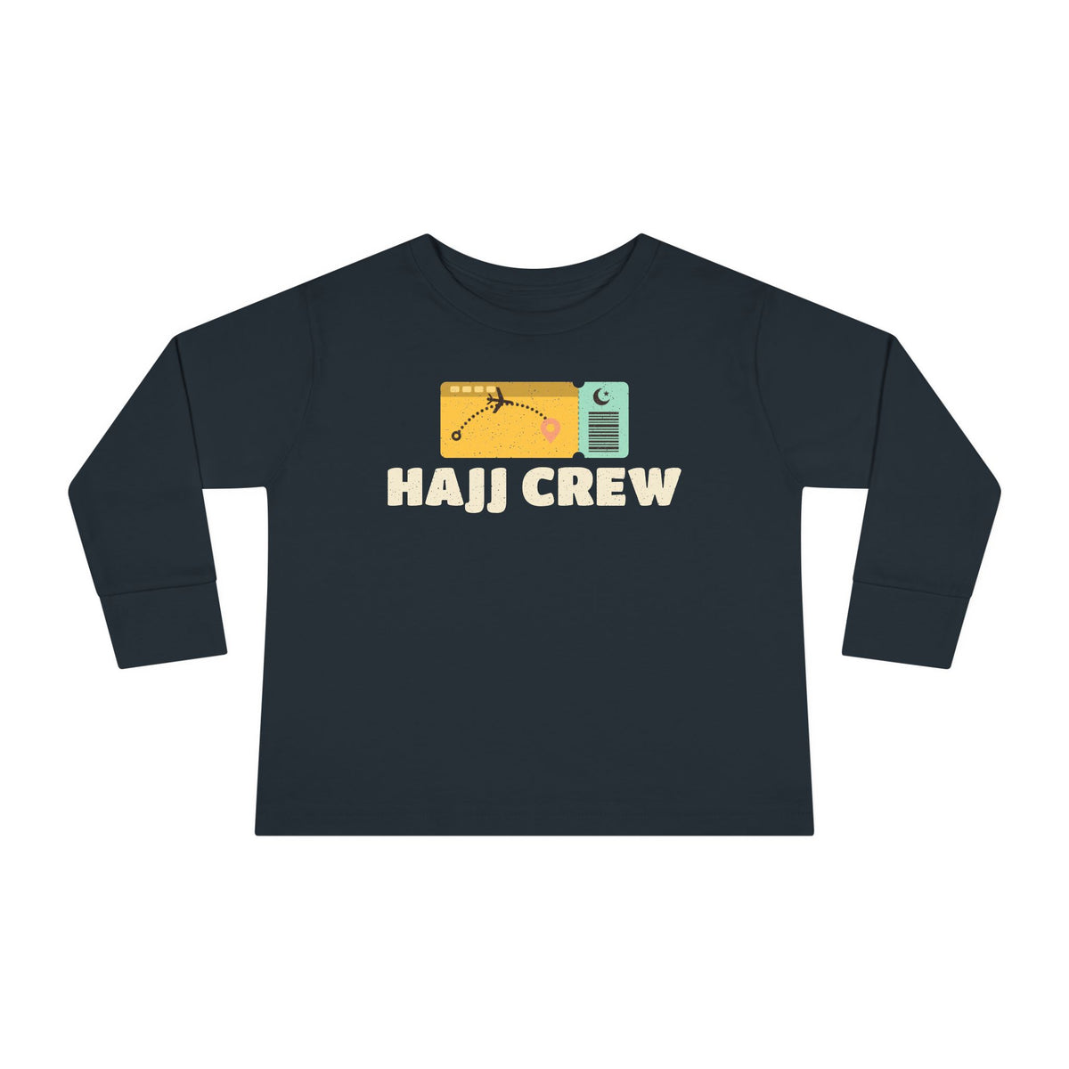 Hajj Crew Islamic Toddler Long Sleeve Shirt | Matching Group Travel Flight Ticket Muslim Pilgrim | AdabStars Islamic Apparel