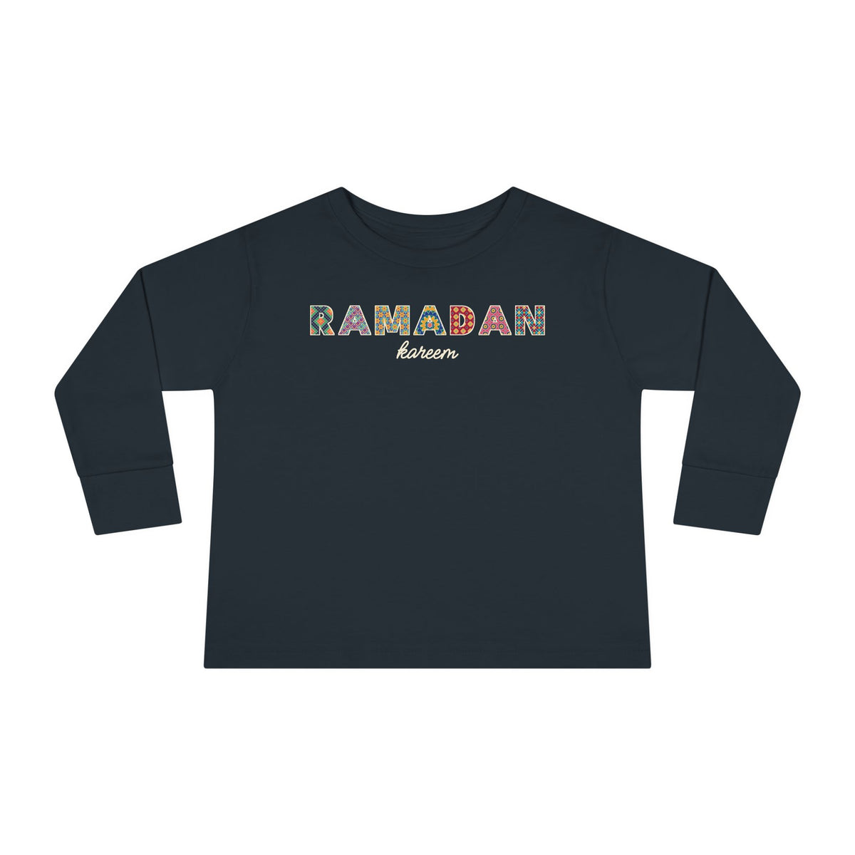 Ramadan Kareem Patterned Letters Toddler Toddler Long Sleeve Shirt in Black – AdabStars