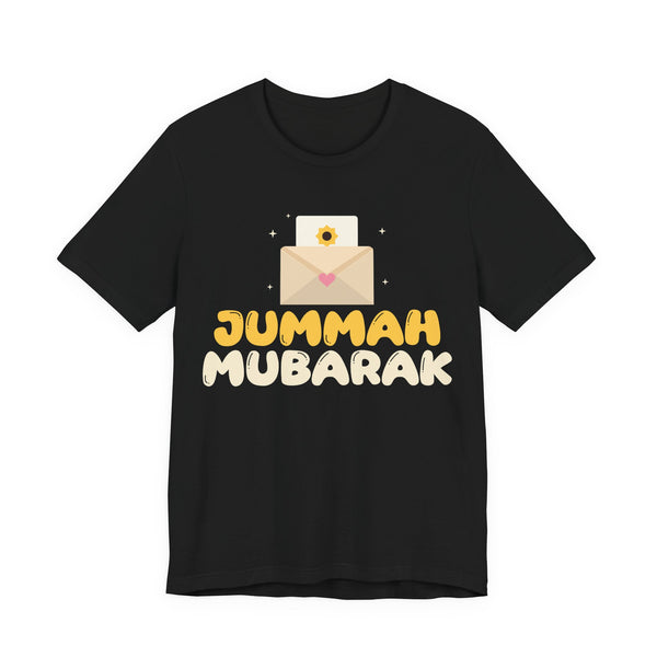 Jummah Mubarak Envelope Islamic Unisex T-Shirt in Black – AdabStars