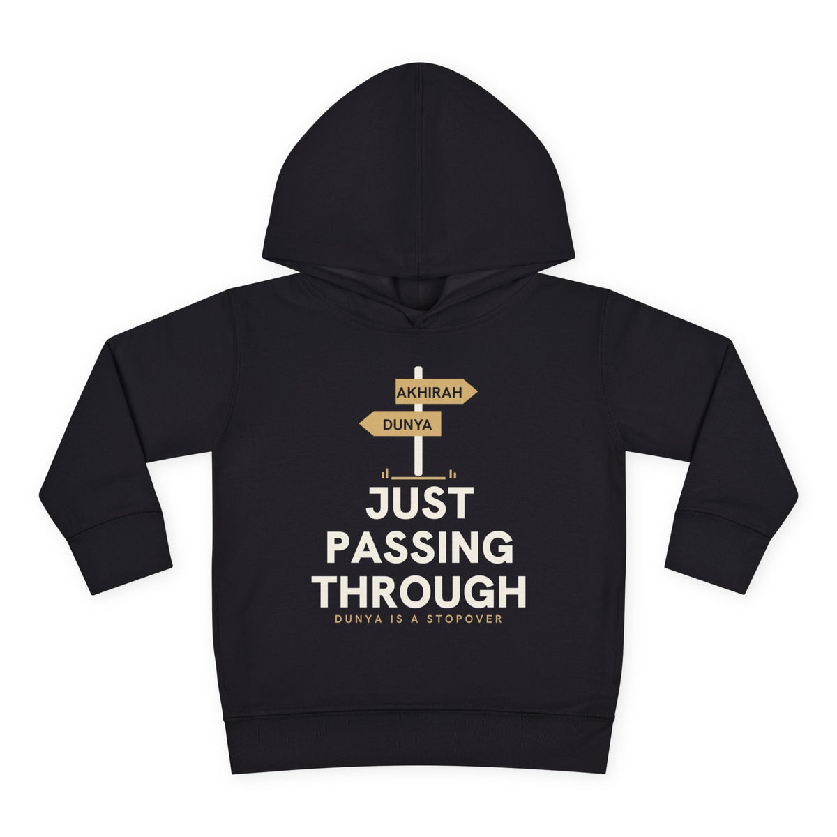 Just Passing Through Islamic Toddler Hoodie in Black – AdabStars