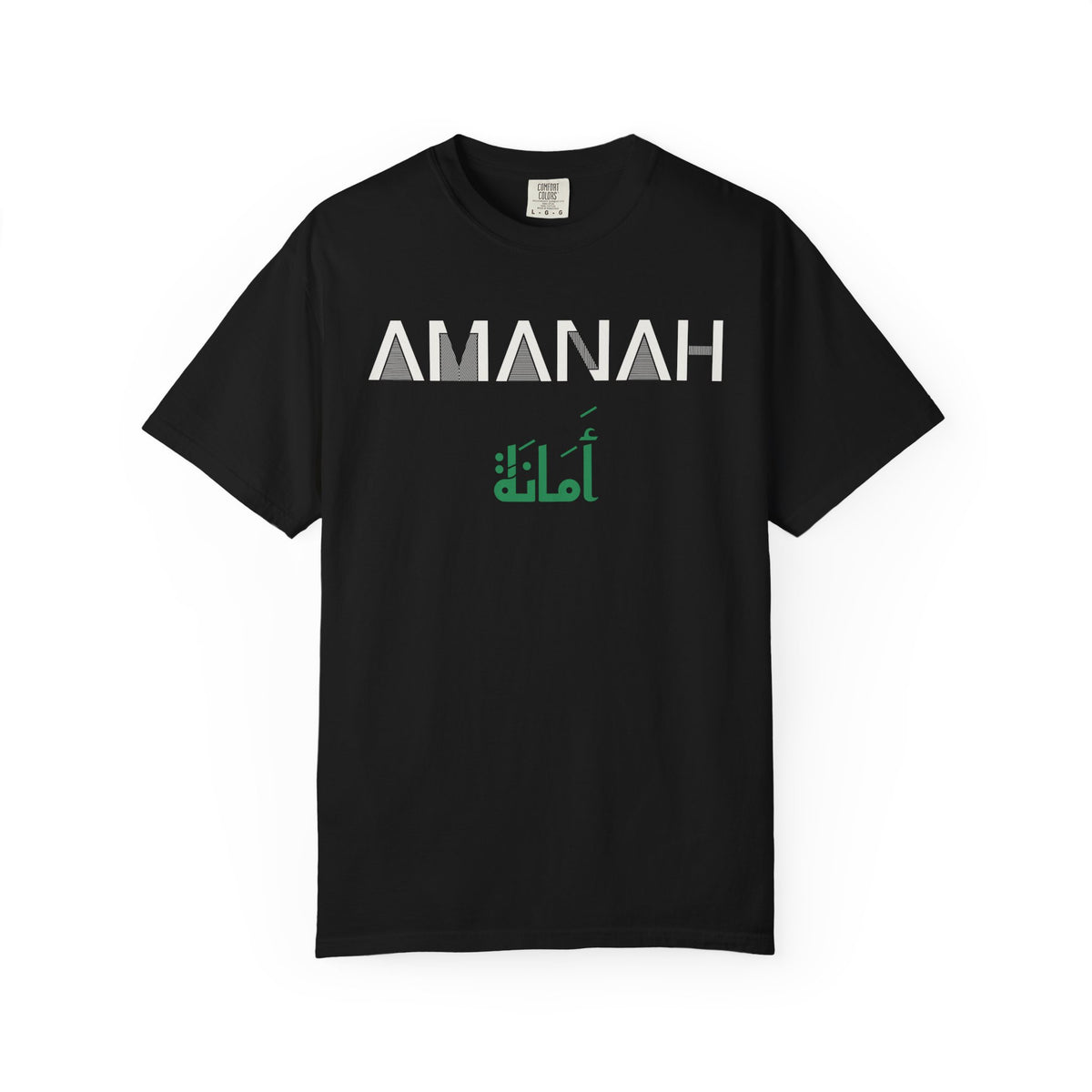 Amanah Dual Language Islamic Heavyweight T-Shirt in Black – AdabStars