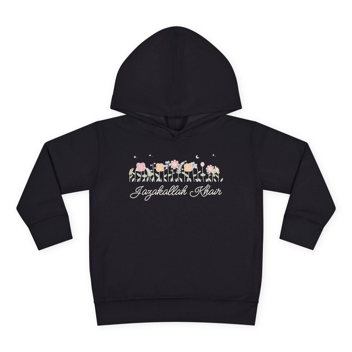 Jazakallah Khair Meadow Flowers Islamic Toddler Hoodie in Black – AdabStars