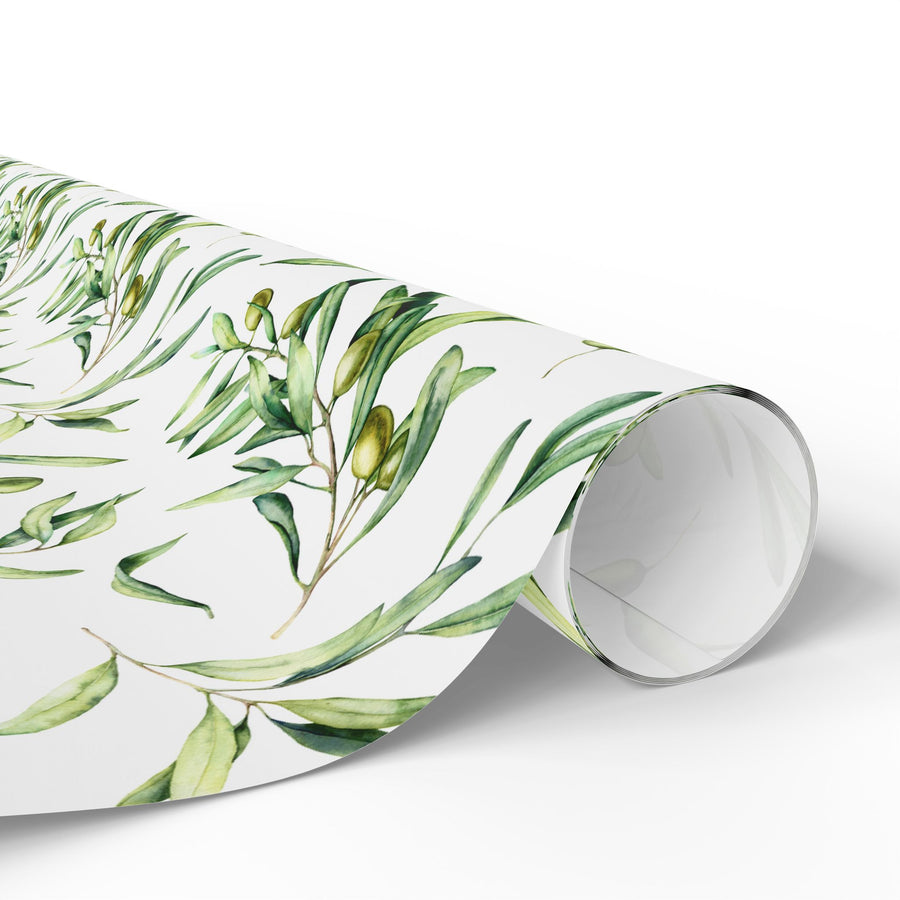 Olive Branch and Leaf  Islamic Gift Wrapping Paper – Watercolor Olive Leaf Design for Eid, Ramadan & Special Occasions