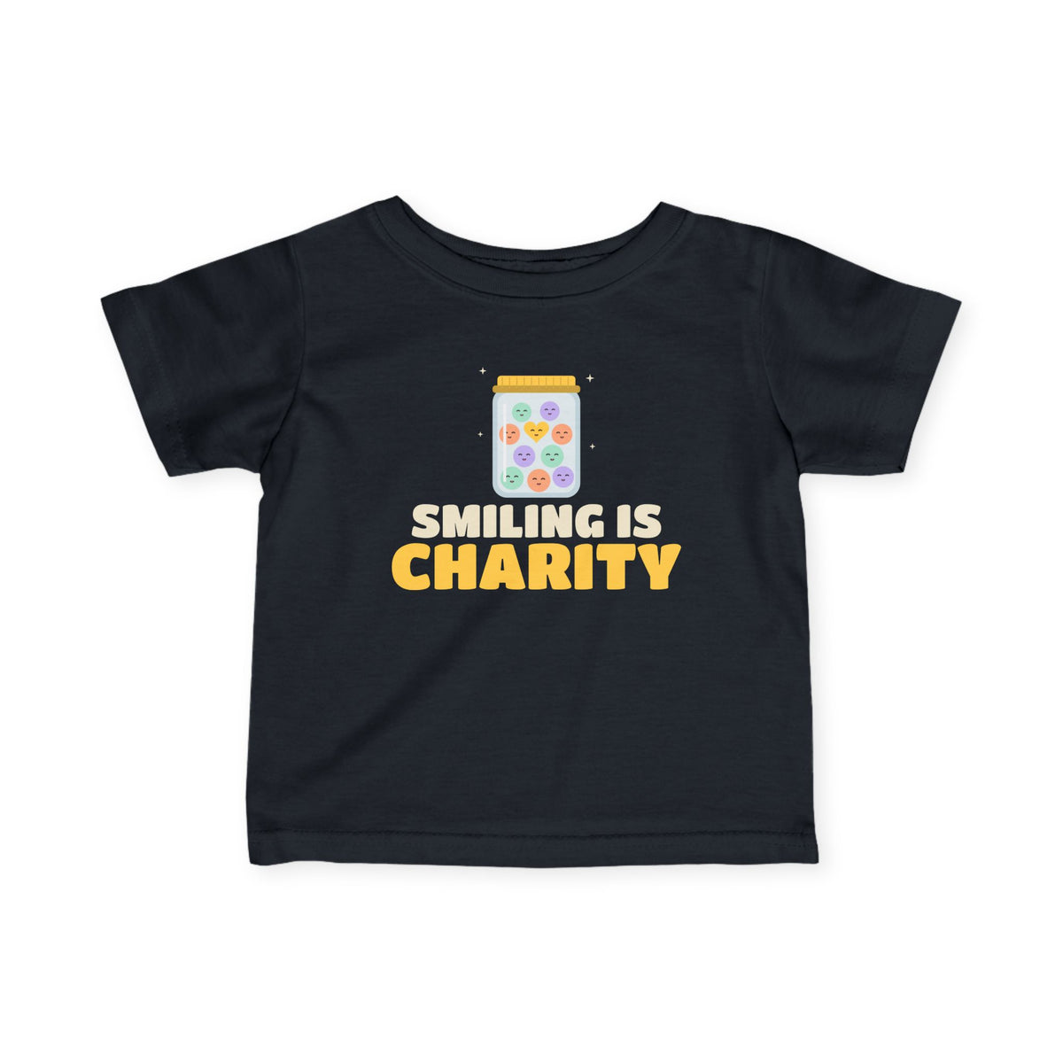 Smiling Is Charity Jar Islamic Baby T-Shirt in Black – AdabStars