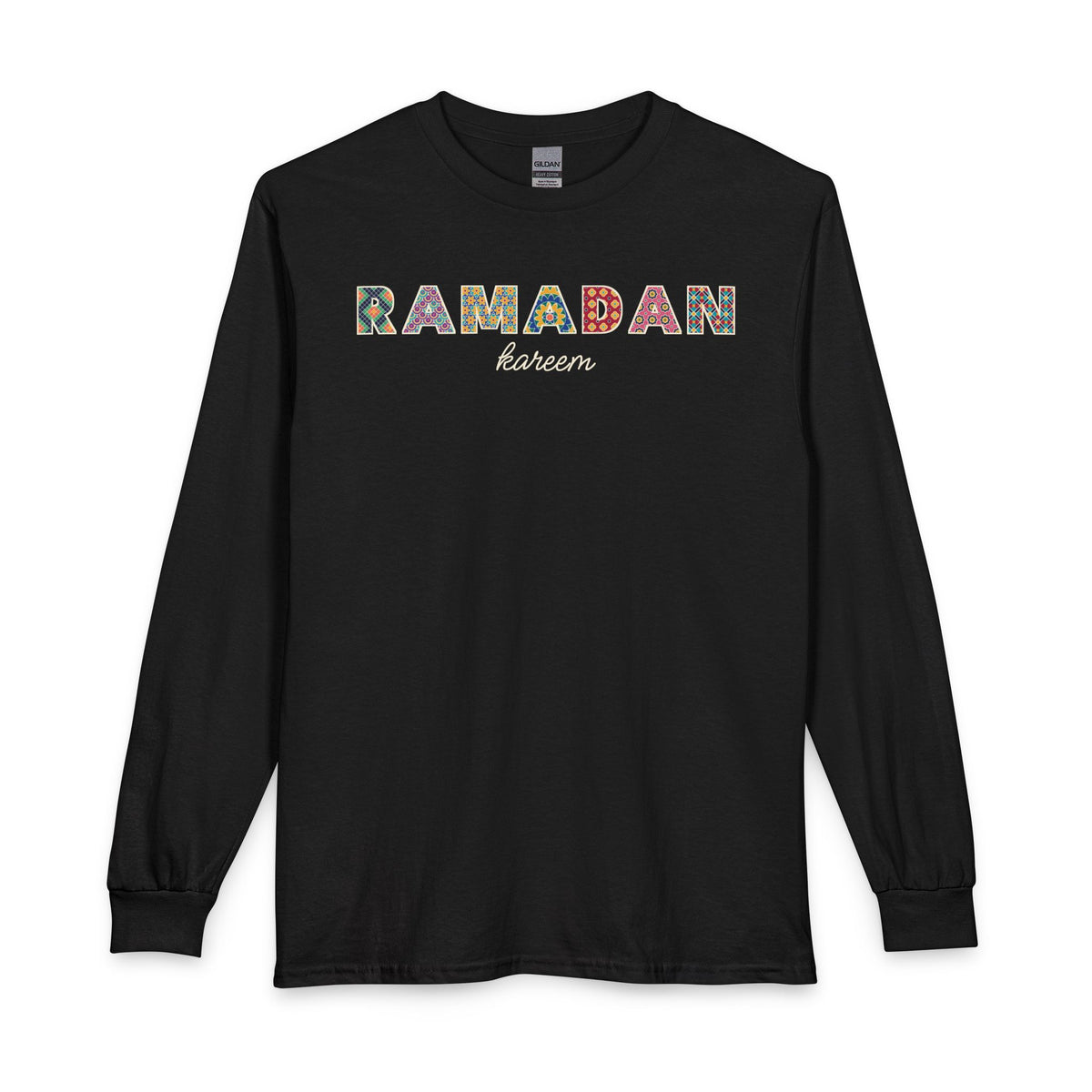 Ramadan Kareem Patterned Letters Long Sleeve Shirt in Black – AdabStars