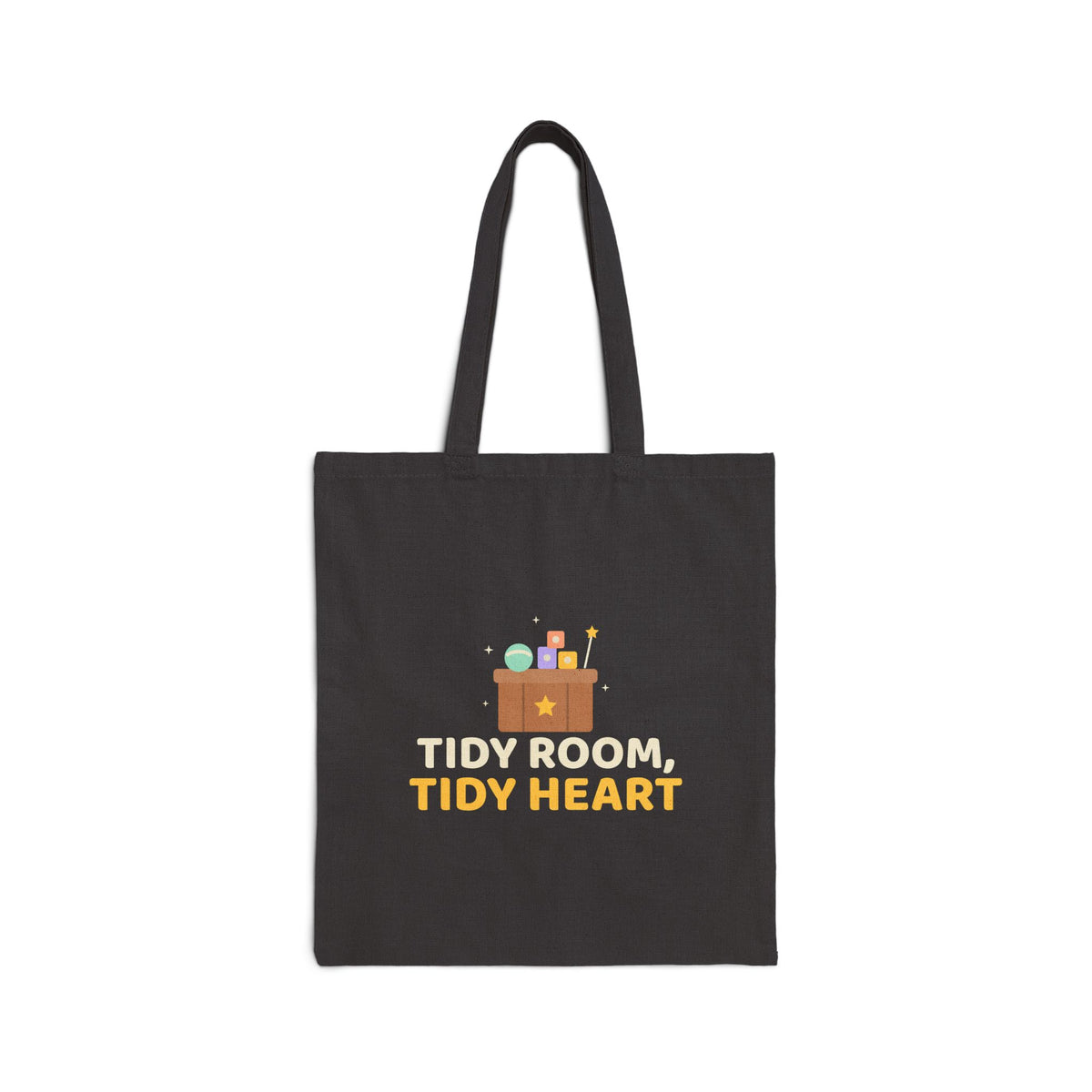 Tidy Room Tidy Heart Canvas Tote Bag in Black, one-sided print – AdabStars