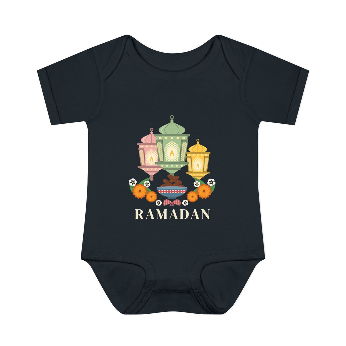 Ramadan Lantern Bouquet Baby Bodysuit in Black – AdabStars