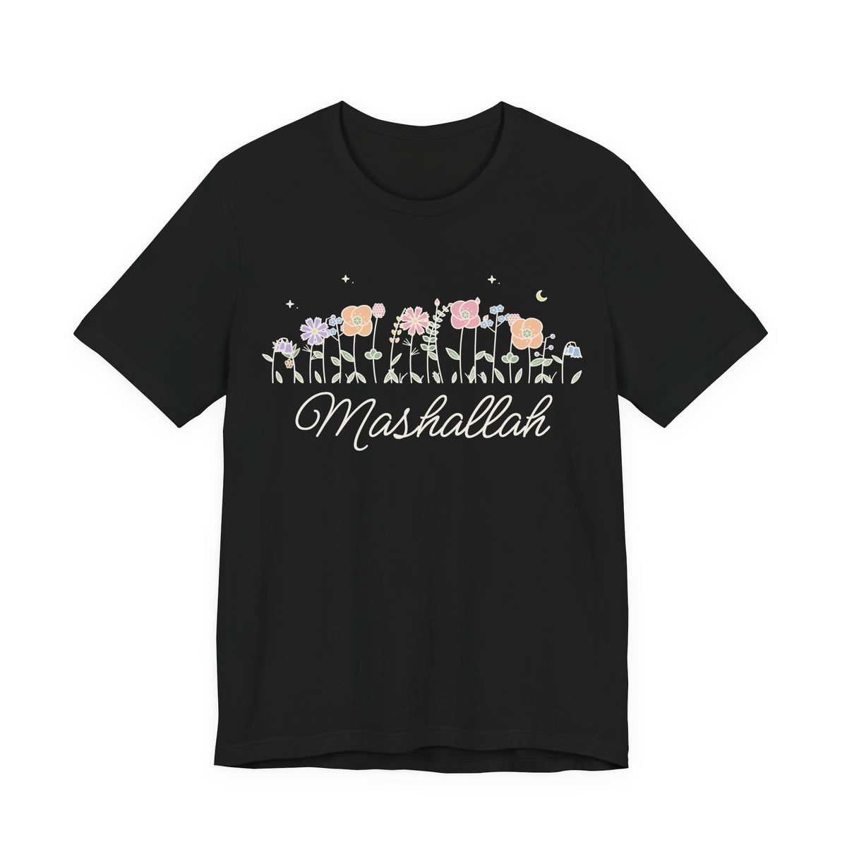 Mashallah Meadow Flowers Islamic Unisex T-Shirt in Black – AdabStars
