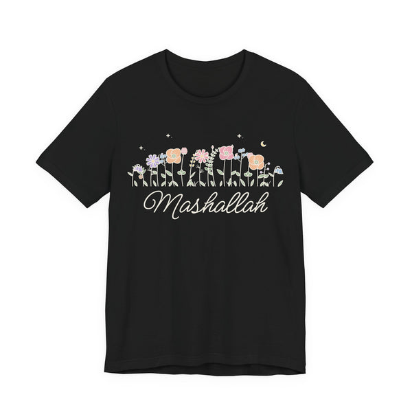 Mashallah Meadow Flowers Islamic Unisex T-Shirt in Black – AdabStars