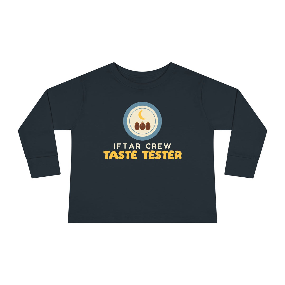 Iftar Crew: Taste Tester Toddler Toddler Long Sleeve Shirt in Black – AdabStars