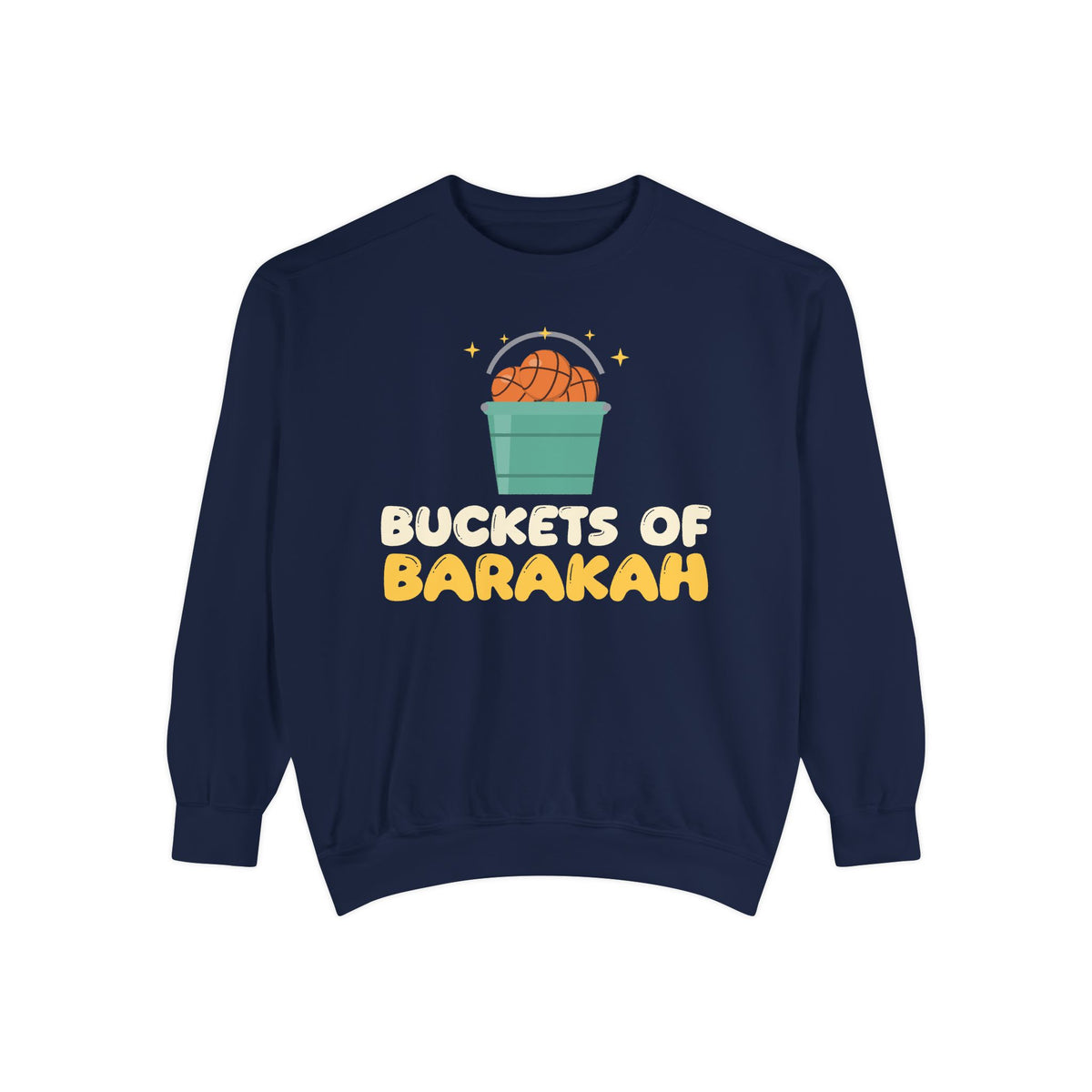 Buckets Of Barakah Muslim Sweatshirt | Muslim Kids Basketball Pun Buckets Of Barakah Blessings | AdabStars Islamic Kids Apparel
