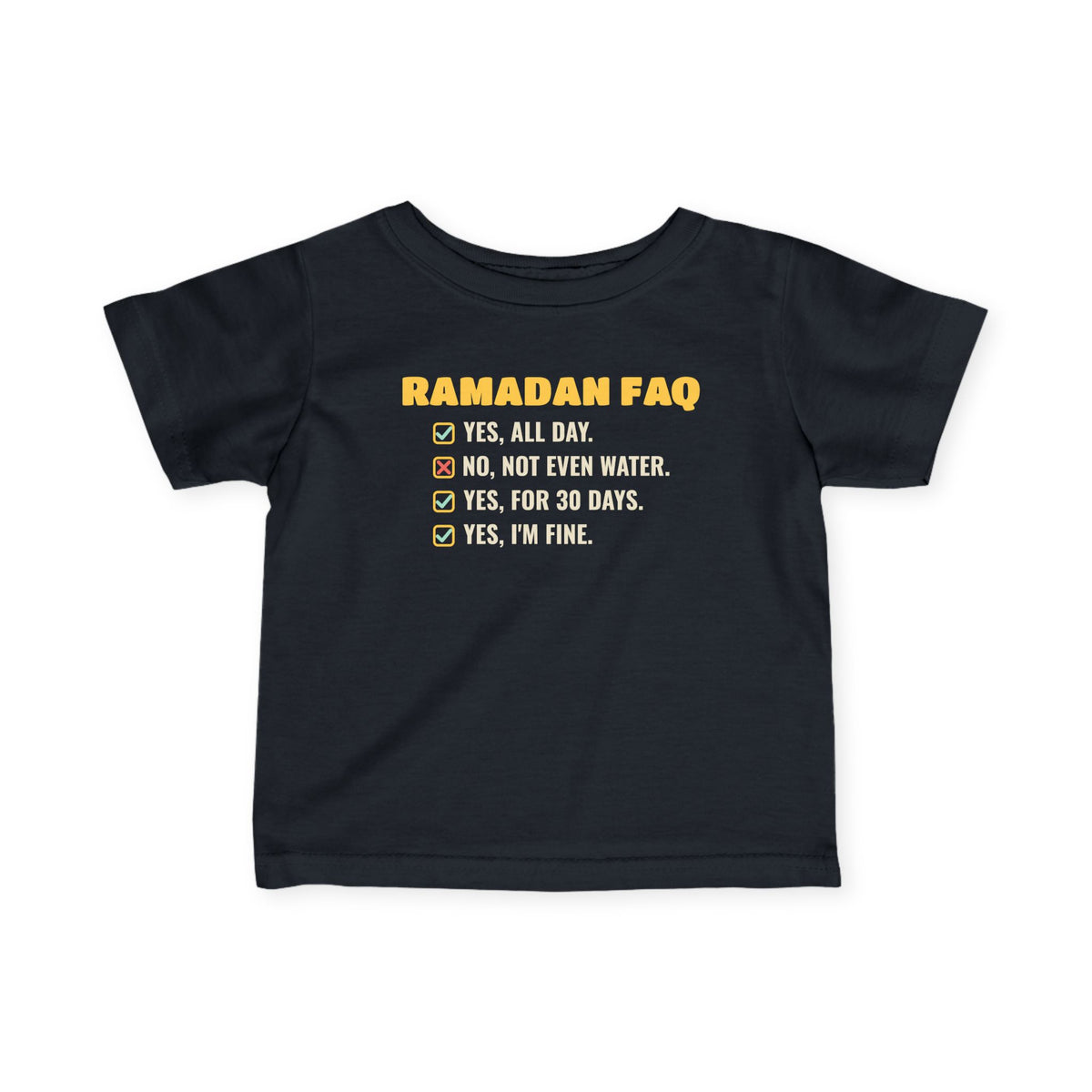 Ramadan FAQ Baby T-Shirt in Black – AdabStars