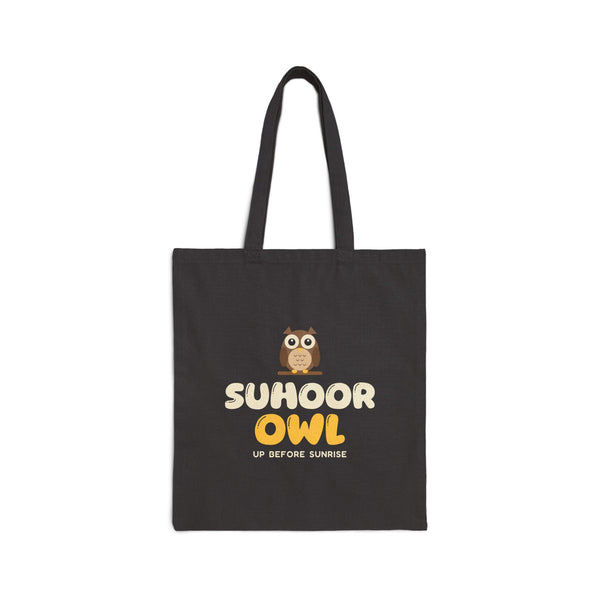 Suhoor Owl Canvas Tote Bag in Black, double-sided print – AdabStars