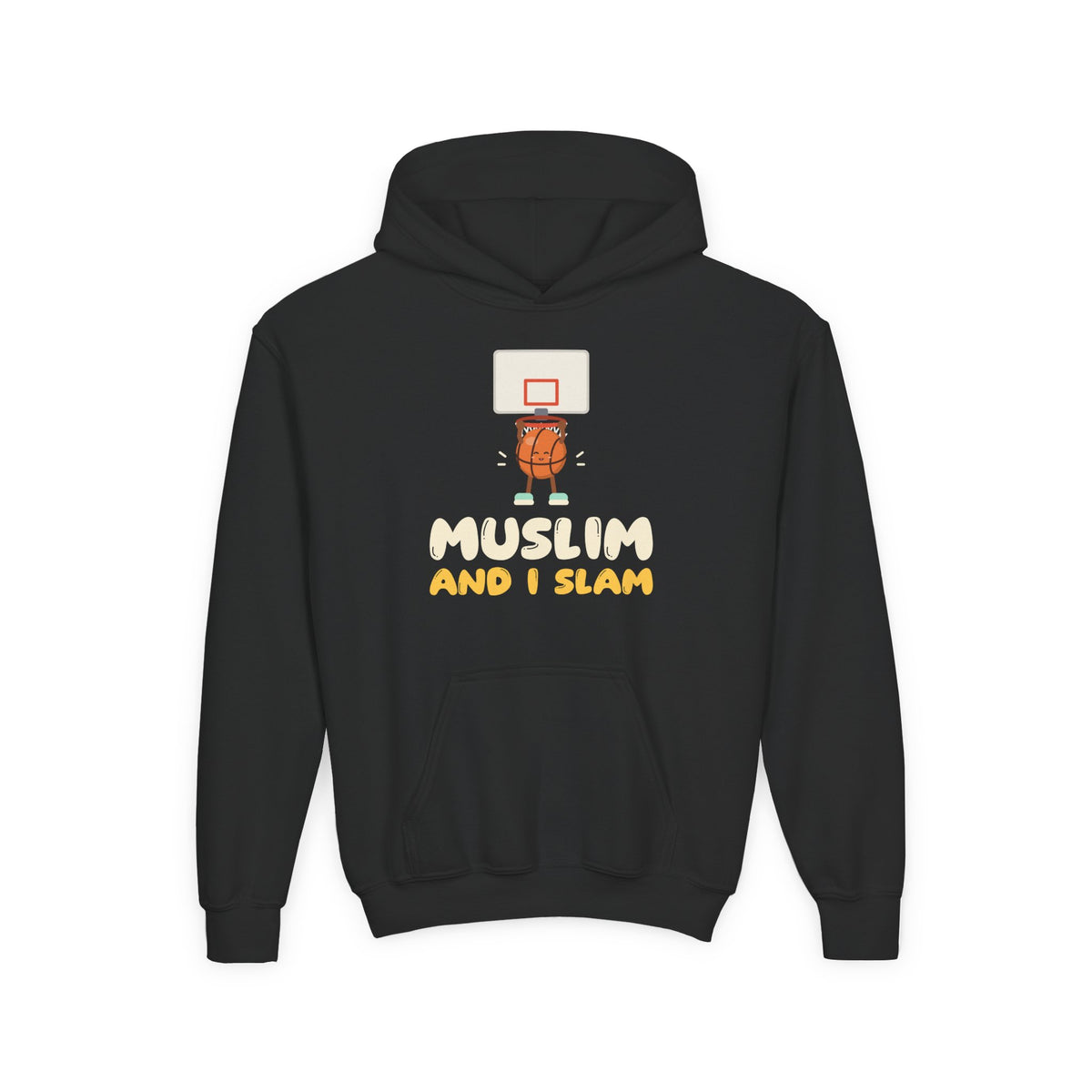 Muslim And I Slam Muslim Kids Hoodie | Kids Basketball Rhyme Dunking Ball Pun | AdabStars Islamic Kids Apparel