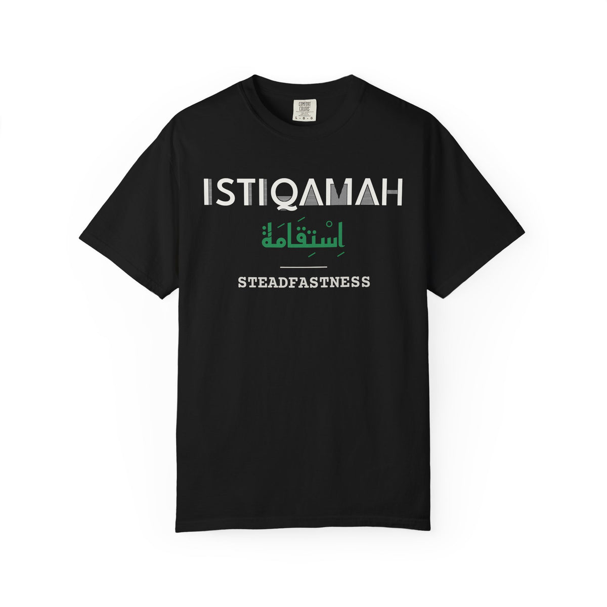 Istiqamah Dual Language with English Meaning Islamic Heavyweight T-Shirt in Black – AdabStars