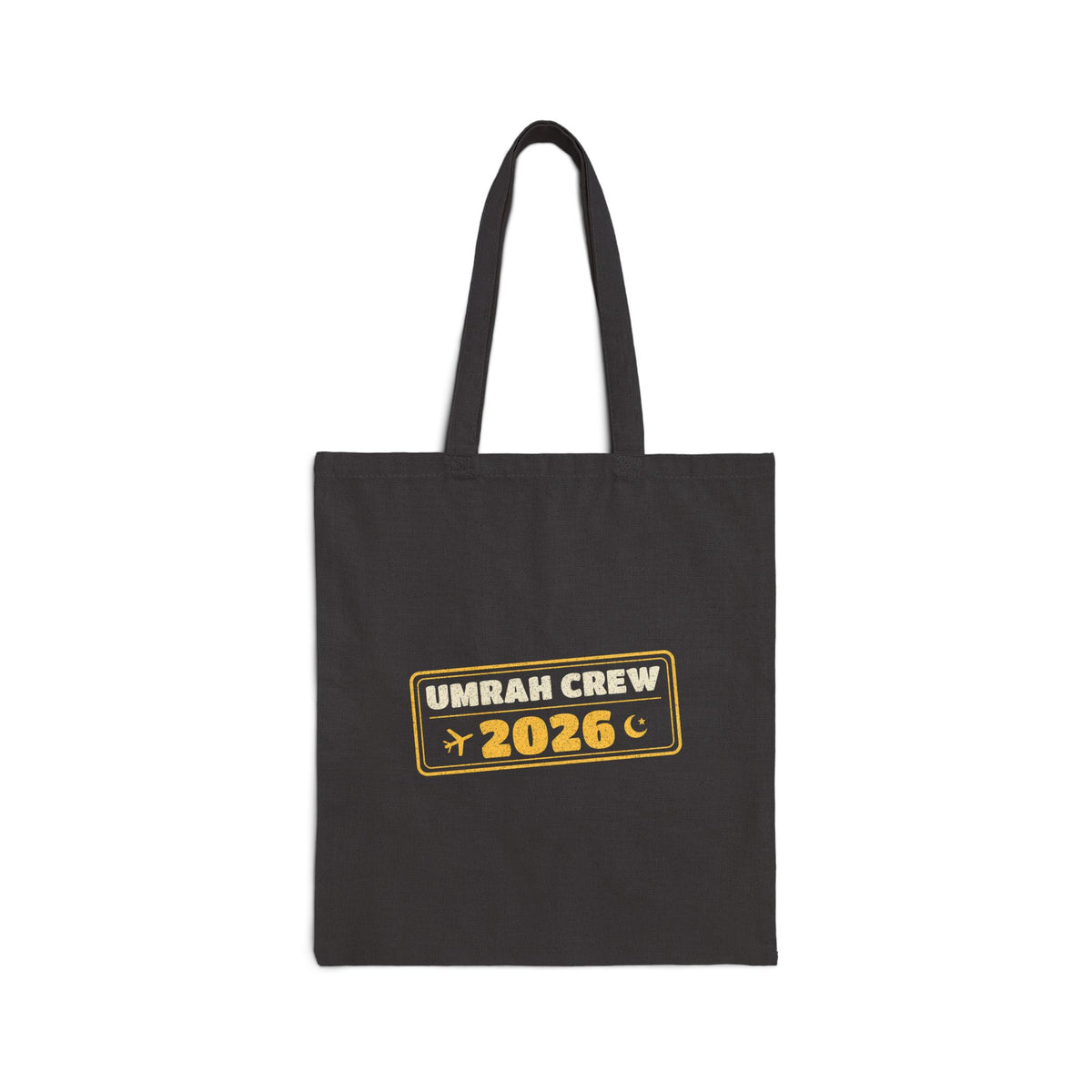 Umrah Crew 2026 Canvas Tote Bag in Black, one-sided print – AdabStars
