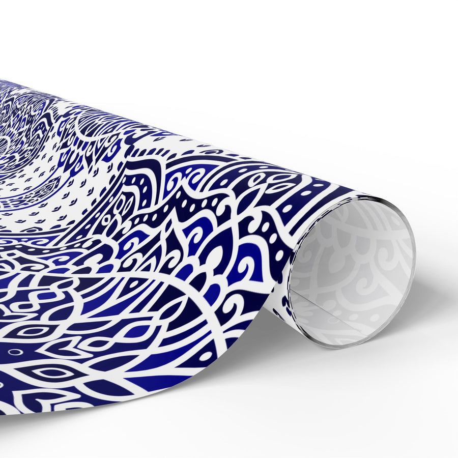 Islamic Mandala Gift Wrapping Paper – Elegant Blue & White Arabesque Design for Eid, Ramadan & Special Occasions