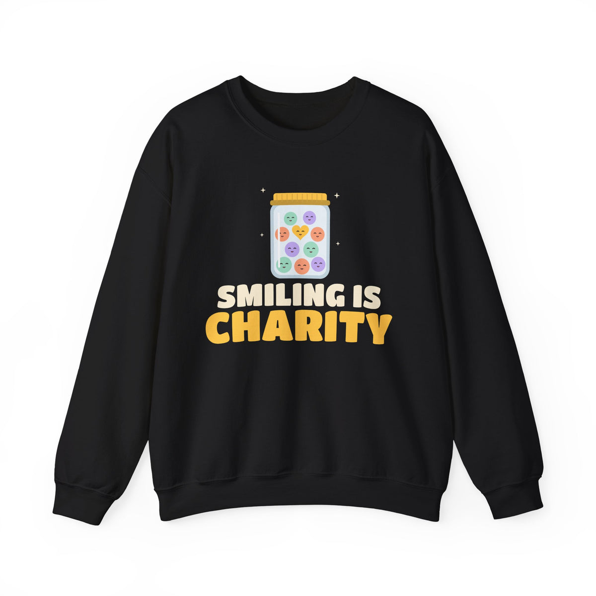 Smiling Is Charity Jar Islamic Crewneck Sweatshirt in Black – AdabStars