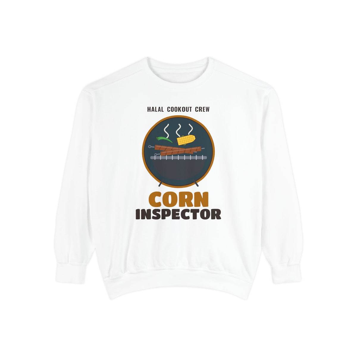 Corn Inspector Halal Cookout Premium Sweatshirt in White – AdabStars