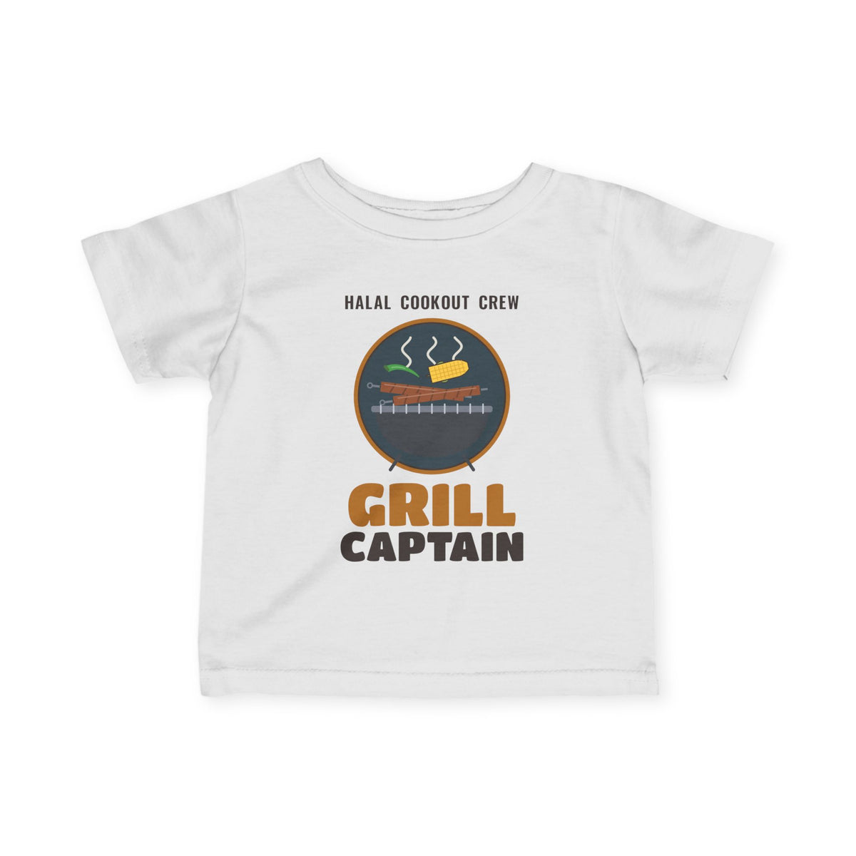 Grill Captain Halal Cookout Islamic Baby T-Shirt in White – AdabStars