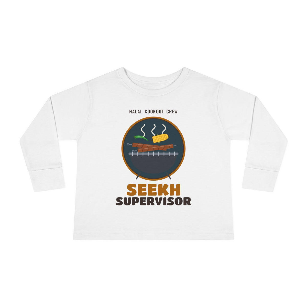 Seekh Supervisor Halal Cookout Toddler Long Sleeve Shirt in White – AdabStars