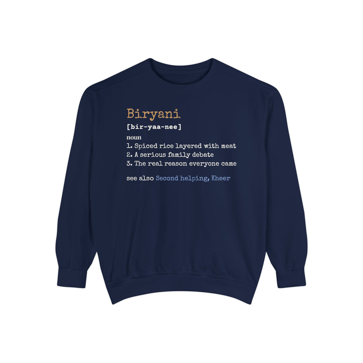 Biryani Definition Ramadan Sweatshirt | Desi Food Funny Pakistani Indian Rice | AdabStars Islamic Apparel