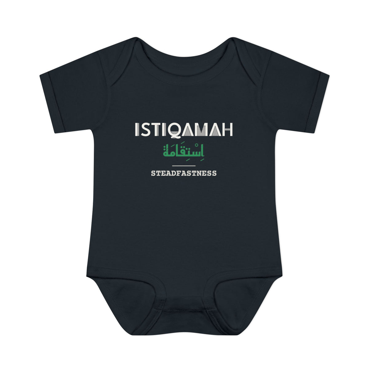 Istiqamah Dual Language with English Meaning Islamic Baby Bodysuit in Black – AdabStars