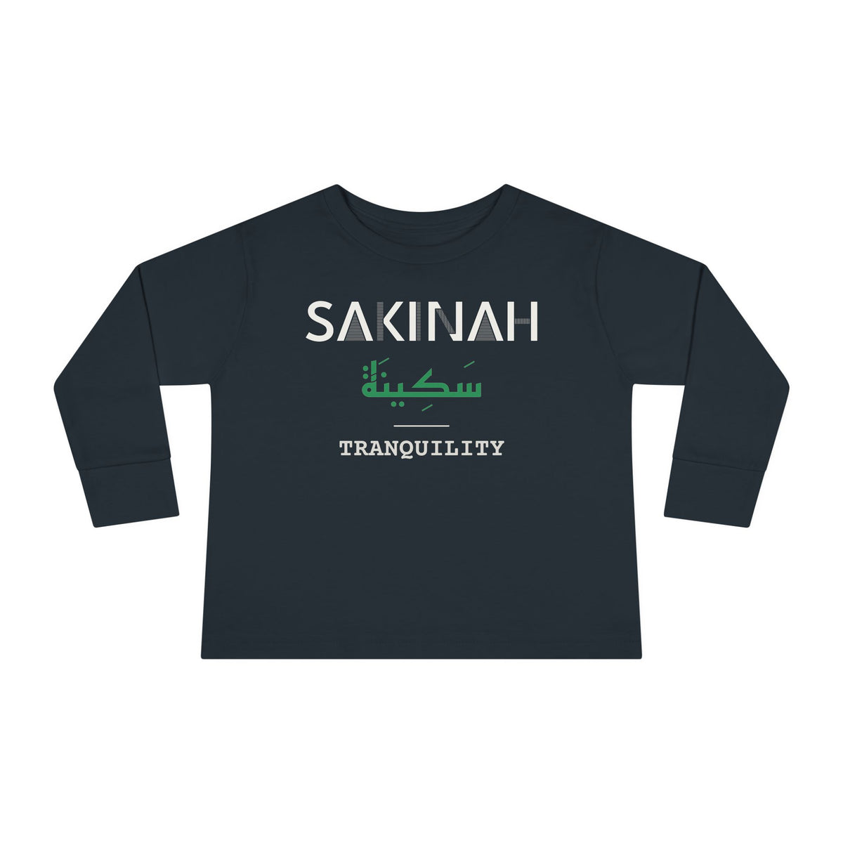 Sakinah Dual Language with English Meaning Islamic Toddler Toddler Long Sleeve Shirt in Black – AdabStars