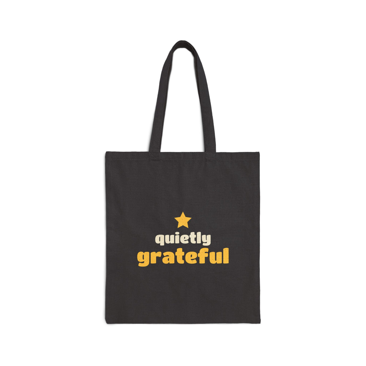 Quietly Grateful Canvas Tote Bag in Black, one-sided print – AdabStars
