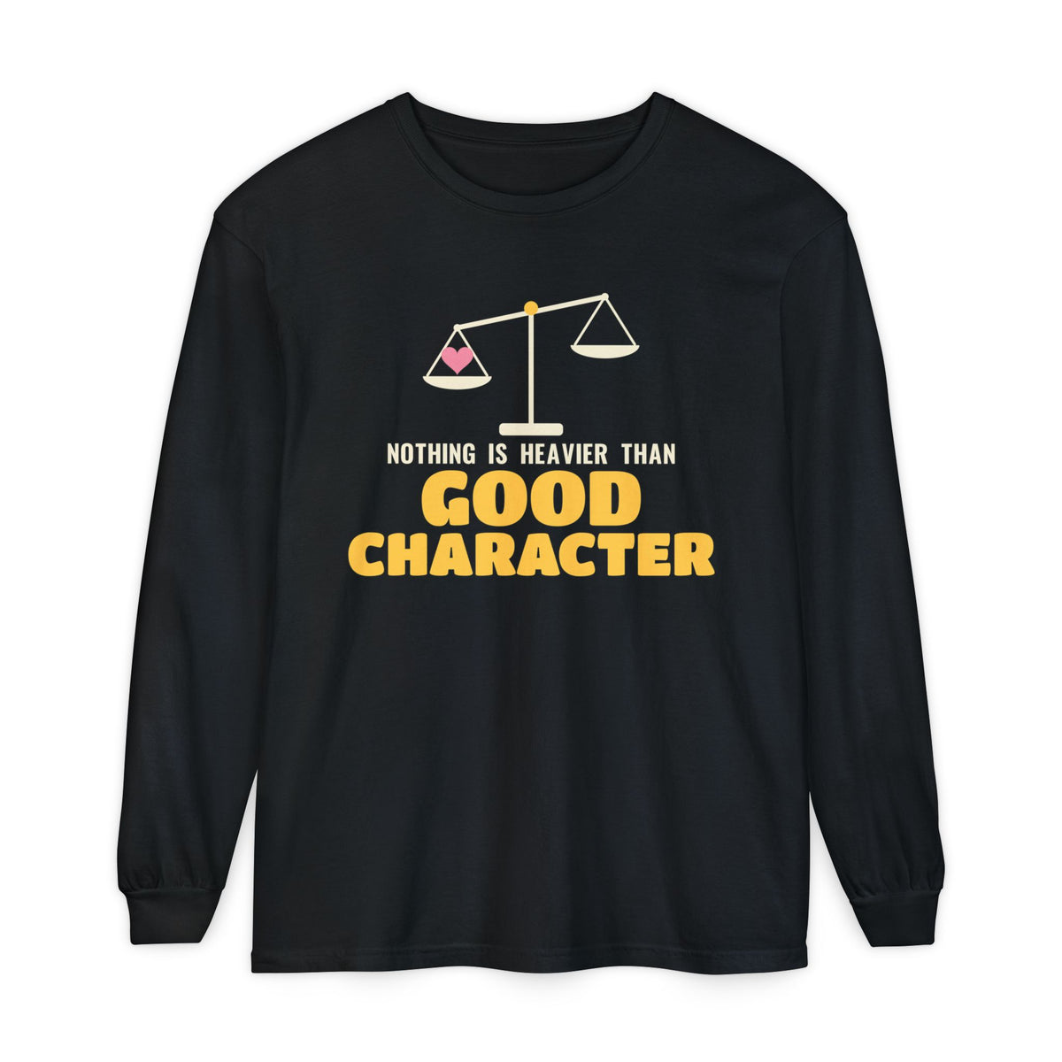 Heavier Than Good Character Ramadan Long Sleeve Shirt | Islamic Good Character Nothing Is Heavier Balance Scale | AdabStars Islamic Apparel