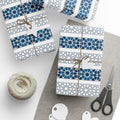 Islamic Geometric Border Wrapping Paper – Blue & White Arabesque Tile Pattern for Eid, Ramadan, & Special Occasions back view
