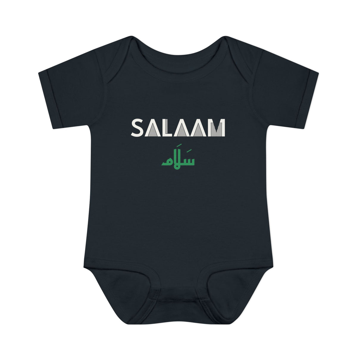 Salaam Dual Language Islamic Baby Bodysuit in Black – AdabStars