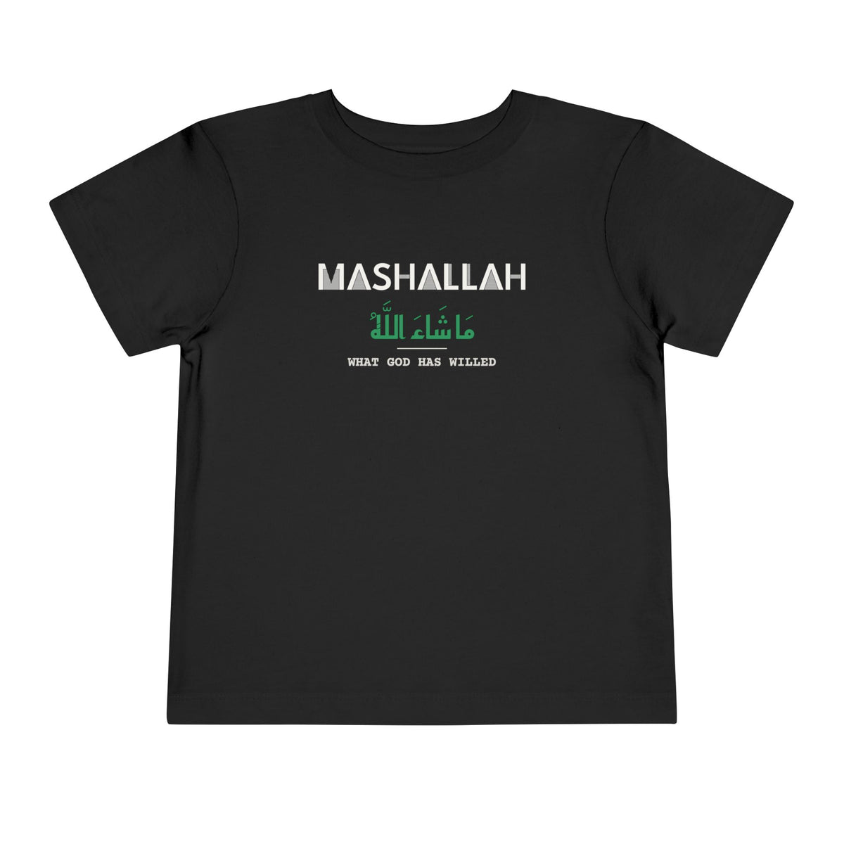 Mashallah Dual Language with English Meaning Islamic Toddler T-Shirt in Black – AdabStars