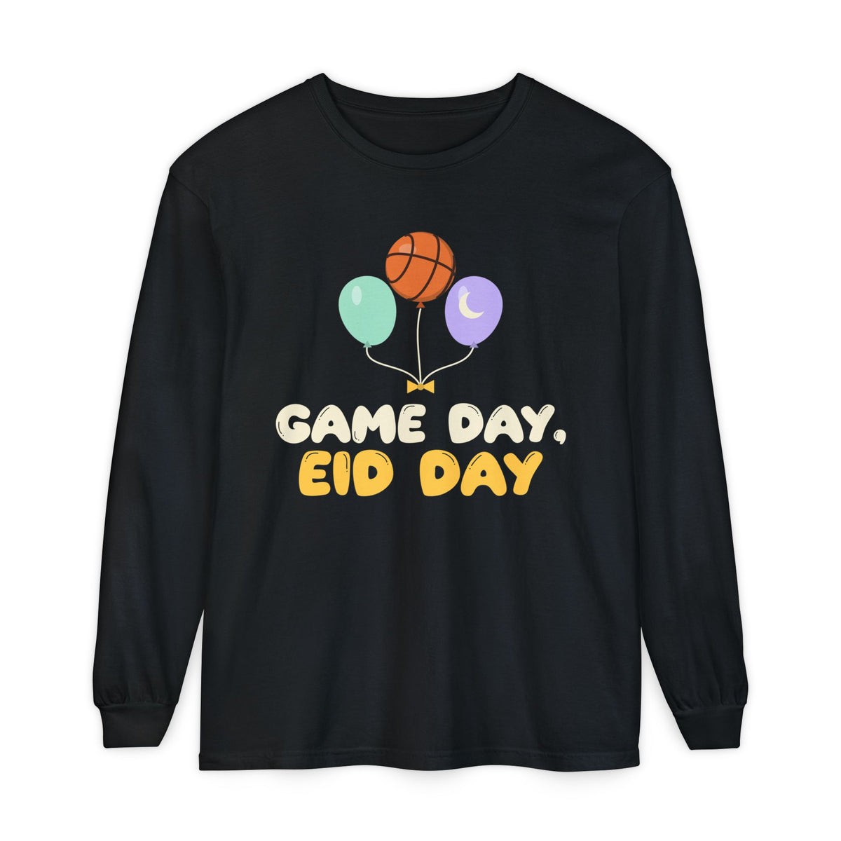 Game Day, Eid Day Long Sleeve Shirt | Basketball Game Day Kids Balloons Celebration Muslim | AdabStars Islamic Kids Apparel