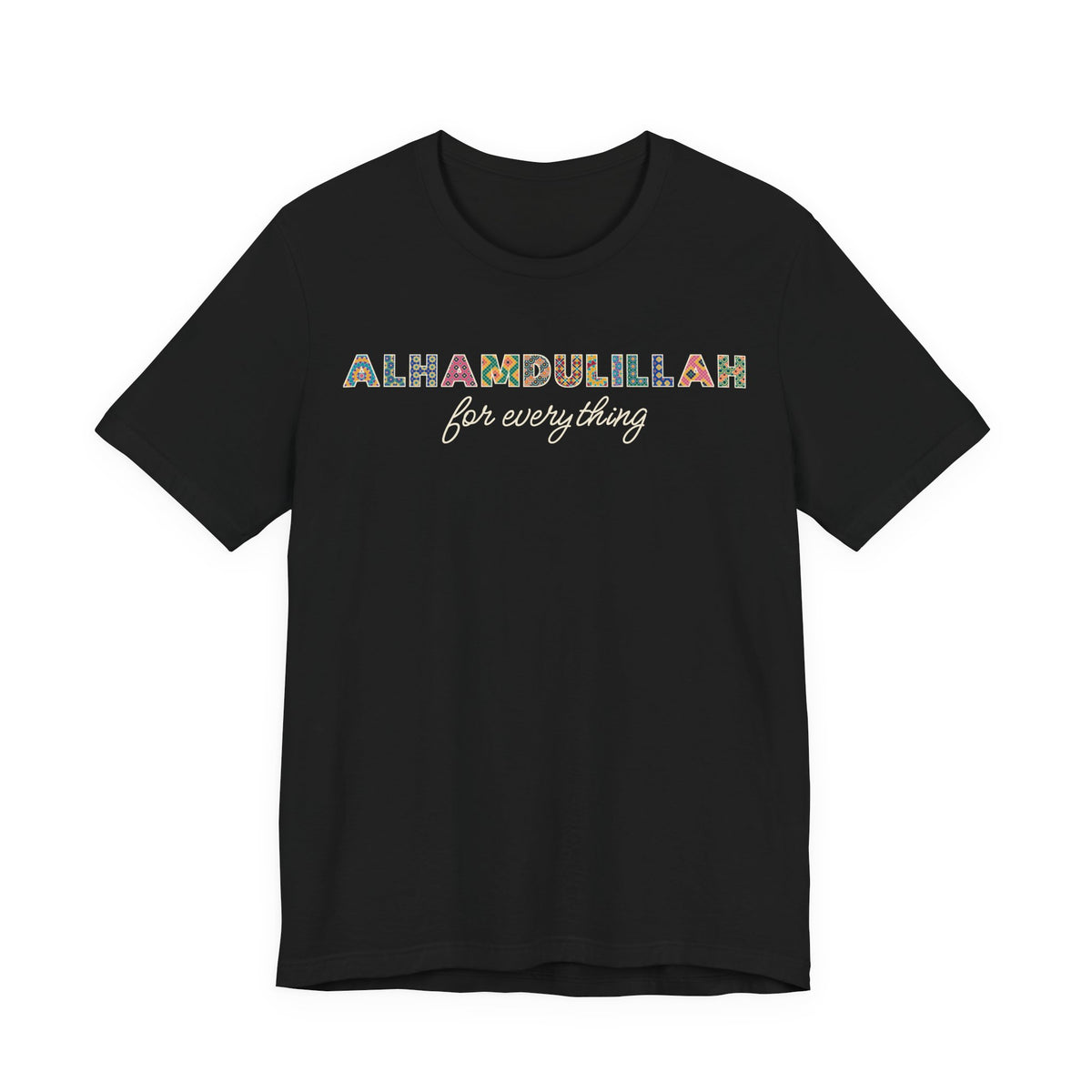 Alhamdulillah Patterned Letters Islamic Unisex T-Shirt in Black – AdabStars