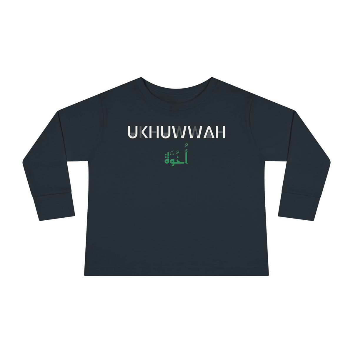 Ukhuwwah Dual Language Islamic Toddler Toddler Long Sleeve Shirt in Black – AdabStars