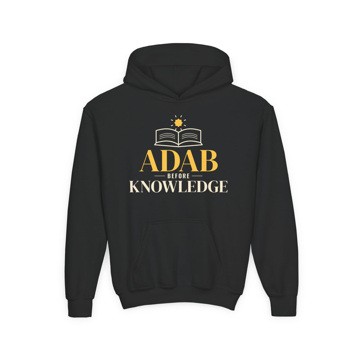 Adab Before Knowledge Ramadan Kids Hoodie | Islamic Saying Scholars Student Book | AdabStars Islamic Apparel