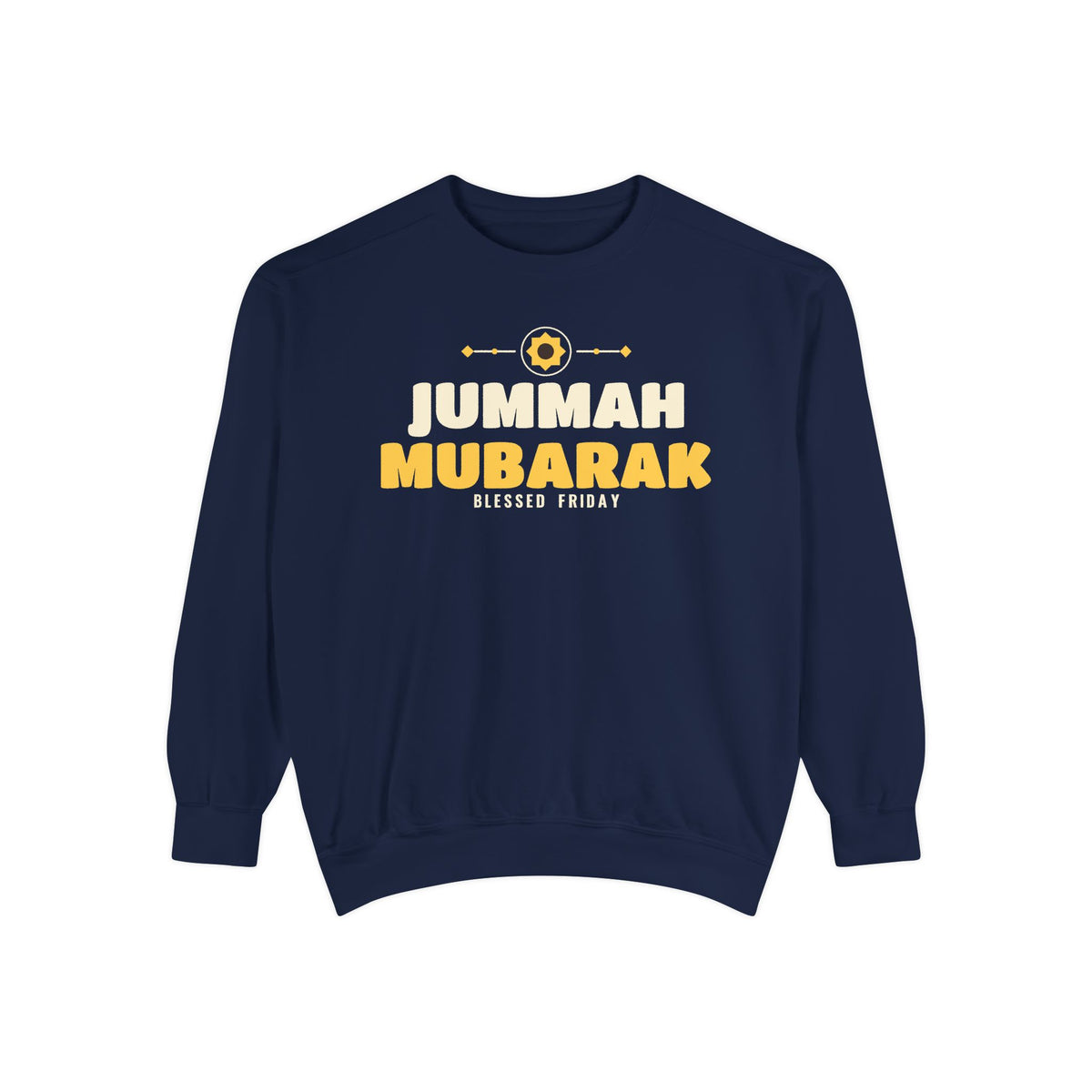Jummah Mubarak Blessed Friday Islamic Premium Sweatshirt in True Navy – AdabStars