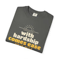 With Hardship Comes Ease Heavyweight Tee, Front Print | Surah Ash-Sharh Qur'an 94:5-6 Islamic Reminder | AdabStars