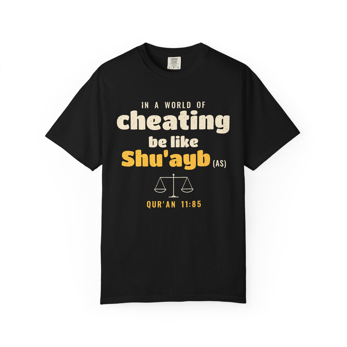 Be Like Shu'ayb (AS) Heavyweight Tee, Front Print | Prophet Shu'ayb Honesty Story | AdabStars