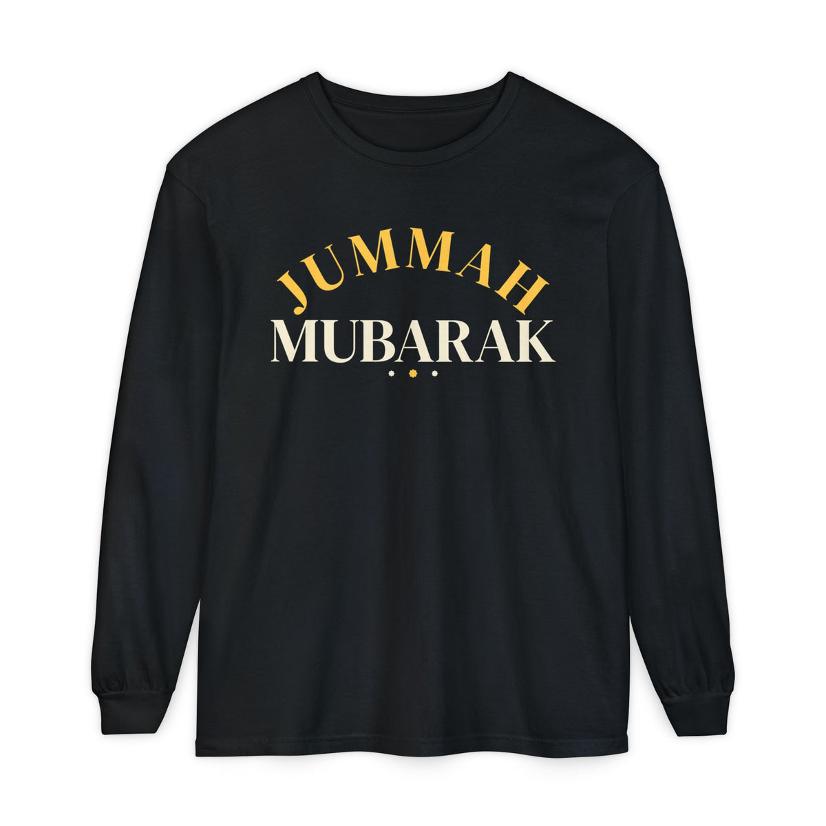 Jummah Mubarak Arch Islamic Heavyweight Long Sleeve Shirt in Black – AdabStars