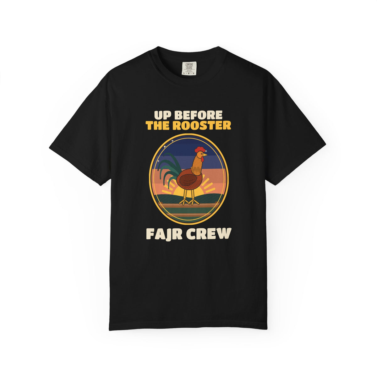Up Before the Rooster Islamic Heavyweight T-Shirt in Black – AdabStars