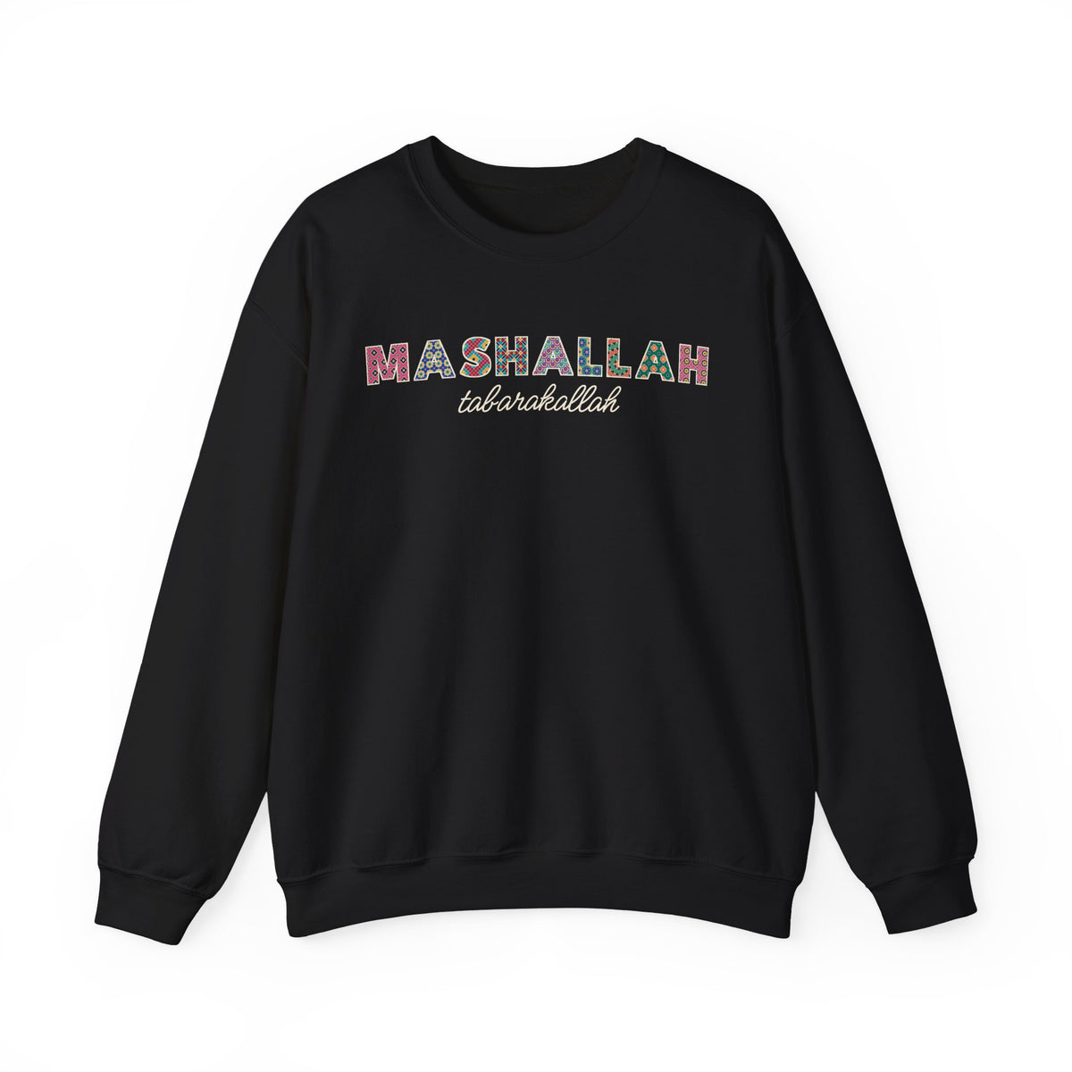 Mashallah Patterned Letters Islamic Crewneck Sweatshirt in Black – AdabStars