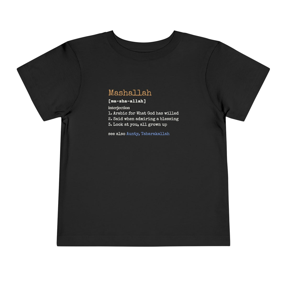 Mashallah Definition Islamic Toddler T-Shirt in Black – AdabStars