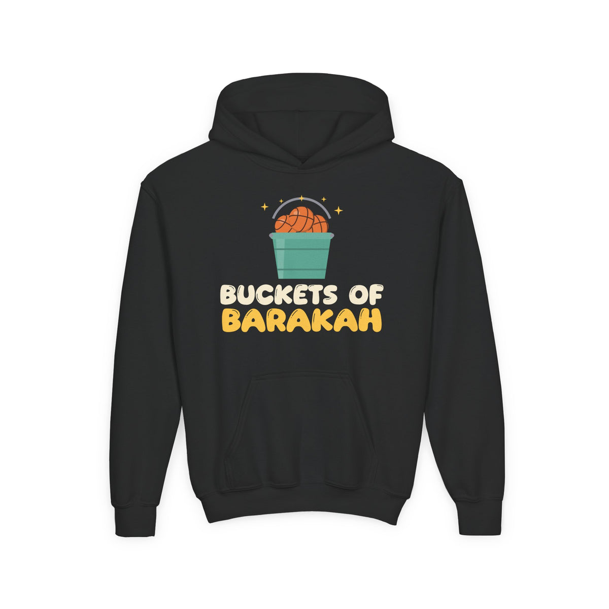 Buckets Of Barakah Muslim Kids Hoodie | Muslim Kids Basketball Pun Buckets Of Barakah Blessings | AdabStars Islamic Kids Apparel