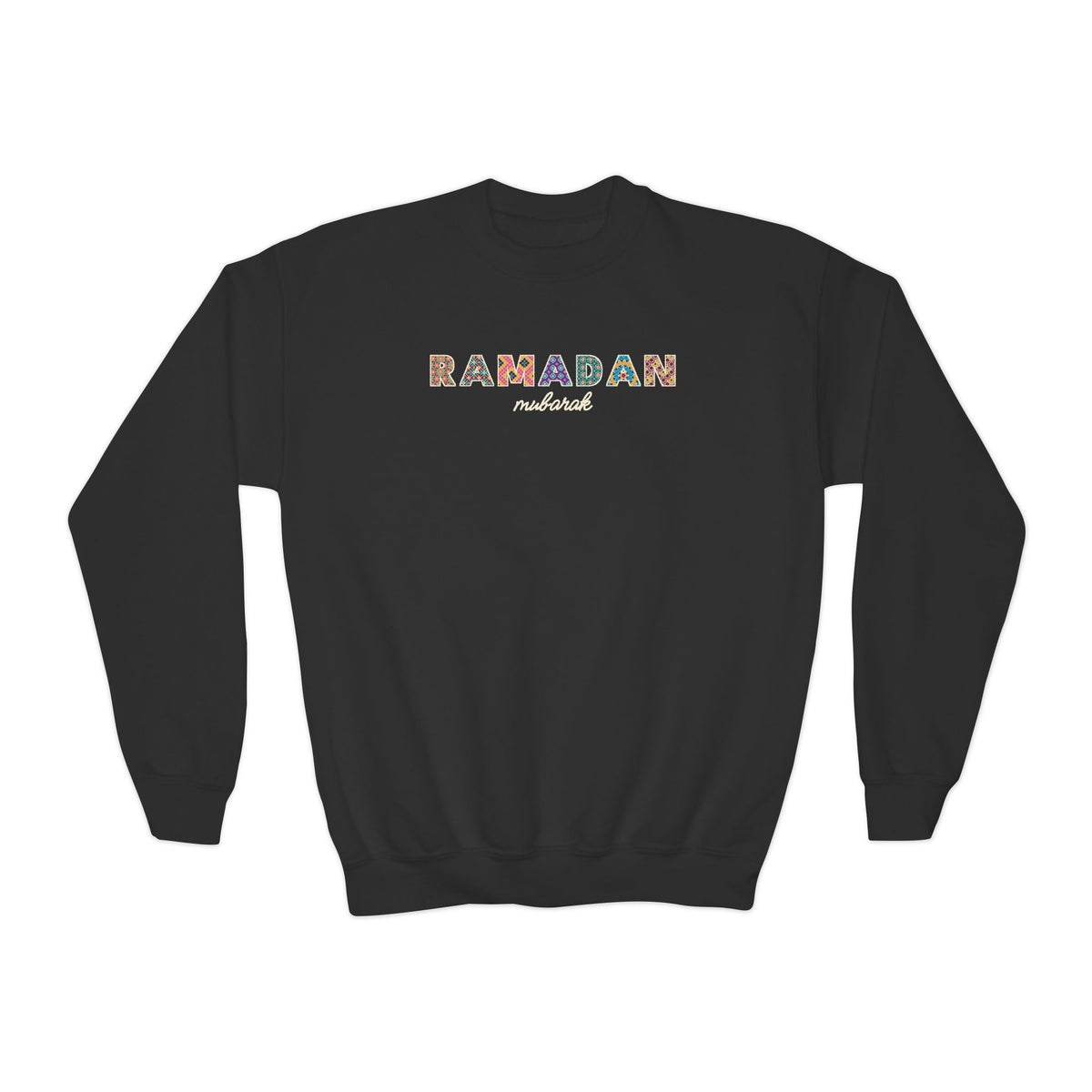 Ramadan Mubarak Patterned Letters Kids Sweatshirt in Black – AdabStars